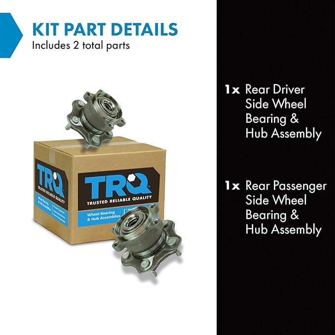 TRQ Rear Left and Right Wheel Bearing and Hub Assembly Set 2 Piece Compatible with 08-13 Nissan Rogue All Wheel Drive 11-13 Juke All Wheel Drive 2014 Juke All Wheel Drive to 4-01-14 Production Date