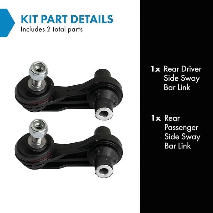 TRQ Rear Driver and Passenger Side Sway Bar Link Set 2 Piece Compatible with 15-20 Audi A3 15-20 A3 Quattro 17-20 RS3 19-23 Q3 15-21 VW Golf 15-24 GTI 18-25 Tiguan 22-25 Taos AWD 19-23 Jetta