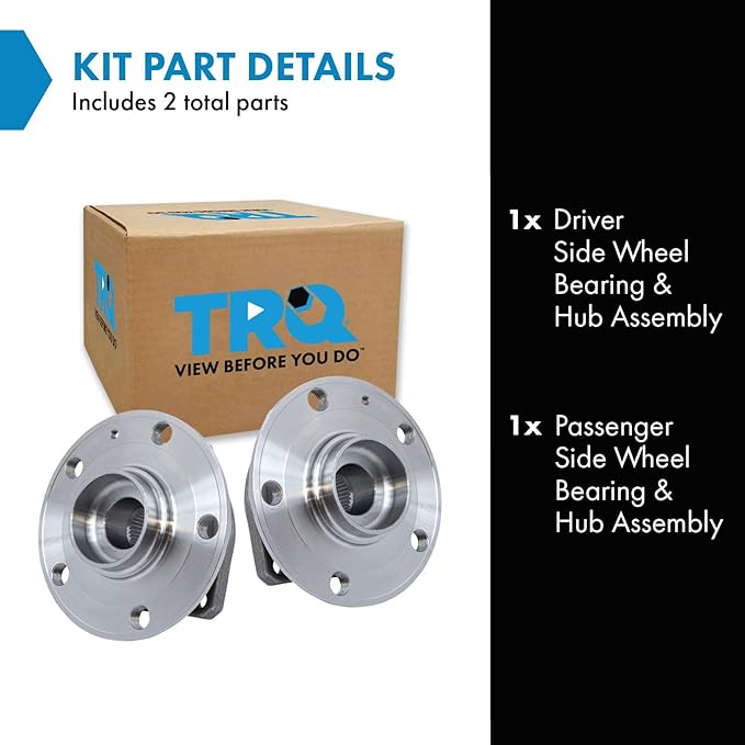 TRQ Left and Right Wheel Bearing and Hub Assembly Set 2 Piece Compatible with 2015-2020 Audi A3 Quattro 2015-2017 A3 with 80mm Bearing Outside Diameter 2018-2019 A3 with 288mm Diameter Front Rotors