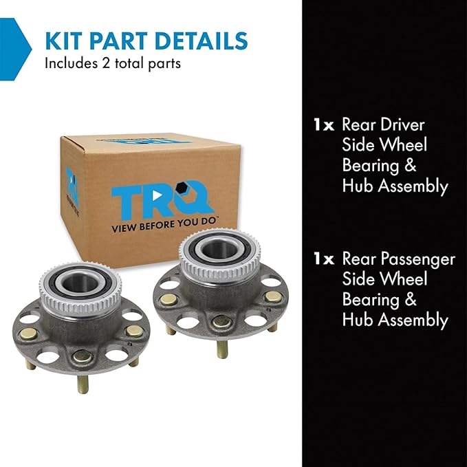 TRQ 2 Piece Rear Wheel Bearing & Hub Assembly Set with ABS Sensor Compatible with 2002-2004 Acura RL