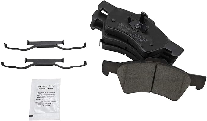 TRQ Front Brake Pads Ceramic Hardware Compatible with 2001-2007 Chrysler Town Country 2001-2007 Caravan 2001-2007 Grand Caravan