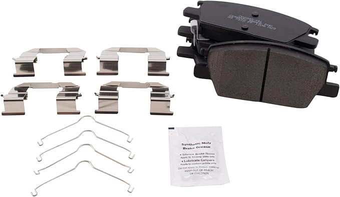 TRQ Front Ceramic Brake Pad Set Includes Hardware Compatible with 20-24 Chevrolet Malibu 21 Equinox with Brake Code J60 22-24 Equinox 21 GMC Terrain with Brake Code J60 22-24 Terrain