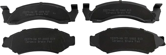 TRQ Front Ceramic Brake Pad Set Compatible with 1987-1993 Ford Bronco 1987-1993 E-150 Econoline 1987-1993 E-150 Econoline Club Wagon 1986-1993 F-150