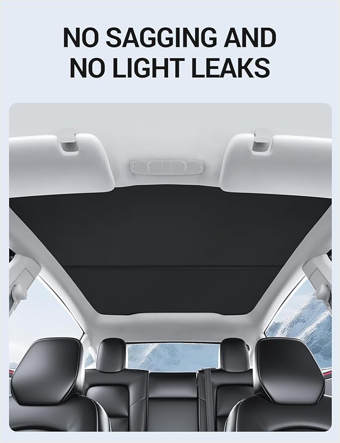 Motrobe 2026 Tesla Model Y Juniper Accessories Sunshade Roof [No Gap No Sag] Nano Ice-Crystal Glass Roof Sun Shade Heat Insulation Model Y Juniper (Only Premium & Performance 2025/2026) Black
