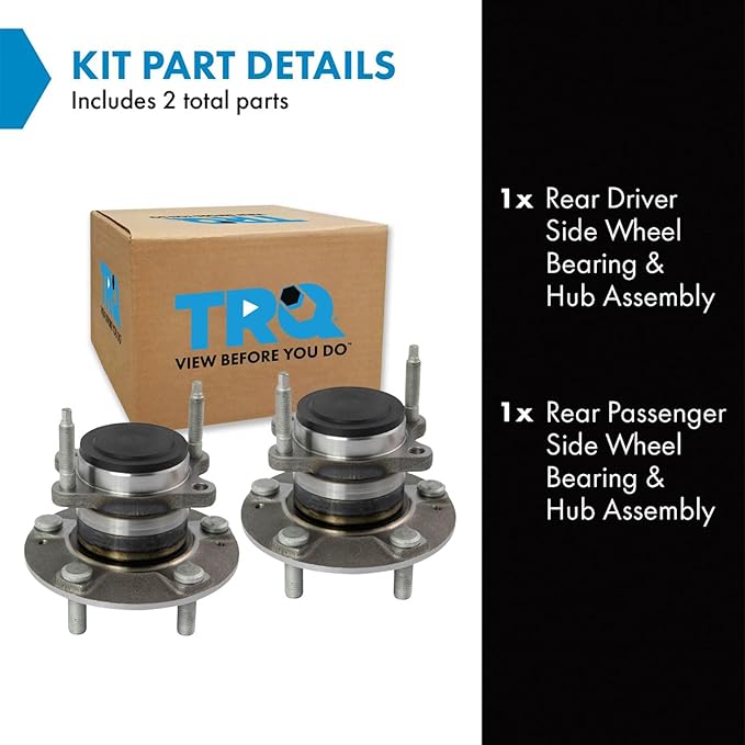 TRQ Rear Driver and Passenger Side Wheel Bearing and Hub Assembly Set 2 Piece Compatible with 2010-2013 Kia Forte 2010-2013 Forte Koup