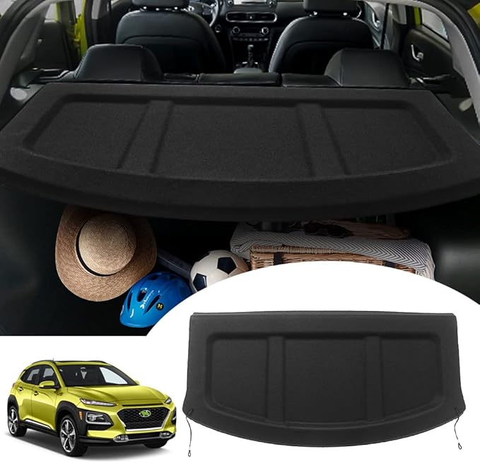Powerty Cargo Cover for 2018-2023 Hyundai Kona Retractable Trunk Cover Trunk Shielding Shade for Kona Accessories Cargo Luggage Cover No Gap (Can Withstand Load)