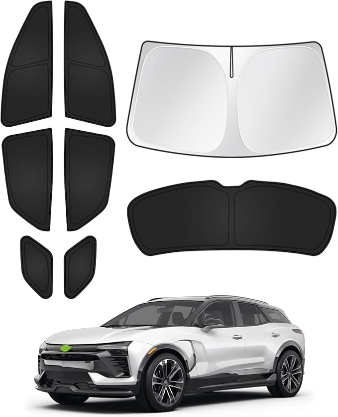 Sunshades for 2024 2025 2026 Chevrolet/Chevy Blazer EV (NOT for Chevrolet Blazer) Accessories Windshield Sun Shade Side Rear Window Shade Cover Sun Visor Shield Privacy Protection Black 8PCS