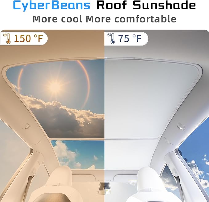 Shade for Tesla Model Y Glass Roof Sunshade Accessories 2020-2025 No Sag Foldable Retractable Sunroof Heat Insulation Cover Top Window UV Sun Blocking Heat