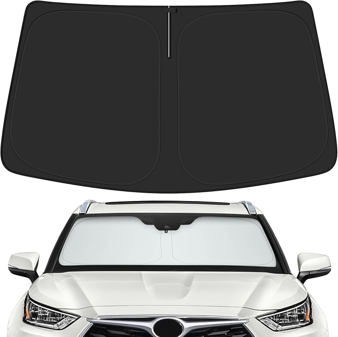 Car Windshield Sun Shade for Toyota 2020-2025 2026 Highlander Accessories (OEM Design) Reflective Foldable Heat Insulation Sunshade for Ultimate Protection
