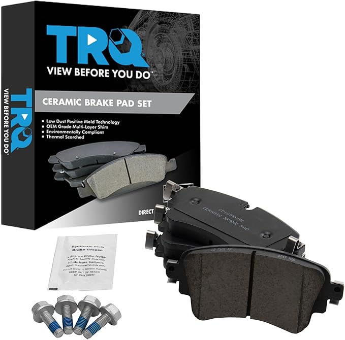 TRQ Rear Ceramic Brake Pad Set Compatible with Audi A4 Quattro Allroad A5 Q5 S4