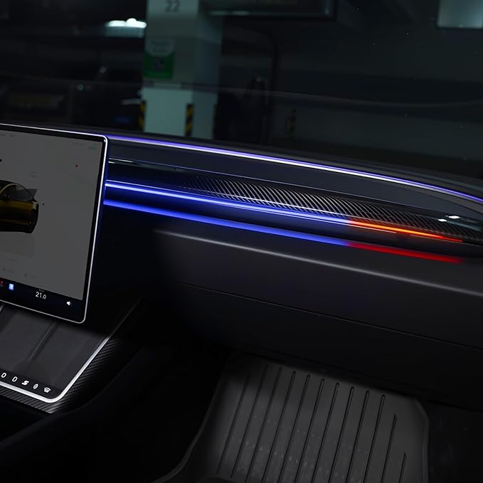 Ambient Light with Blind Spot Detection & Warning for Tesla Model 3 (2021–2023) & Model Y (2020–2024) | BSD Monitoring System | Multi-Color LED Safety Ambient Lighting | OTA Update | AMD