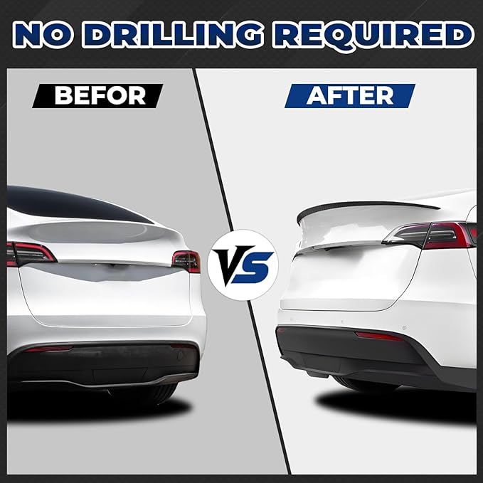 Spoiler Fit for Tesla Model Y Juniper 2025-2026 Spoiler | Carbon Fiber OEM-Style Rear Wing | Easy Drill-Free Installation | Standard & Performance Models