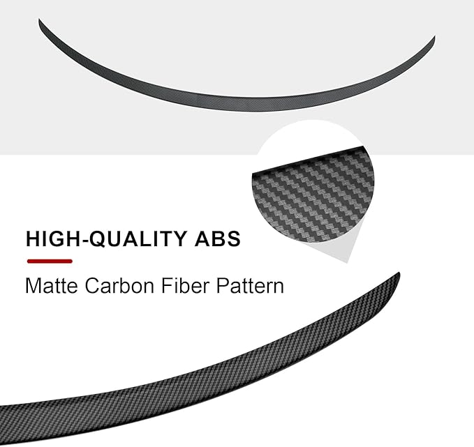 Spoiler Fit for Tesla Model 3 2017-2023, ABS Material OEM Original Rear Spoiler Wing Rear Trunk Lip, Matte Carbon Fiber Sporty Appearance Tesla Model 3 Accessories