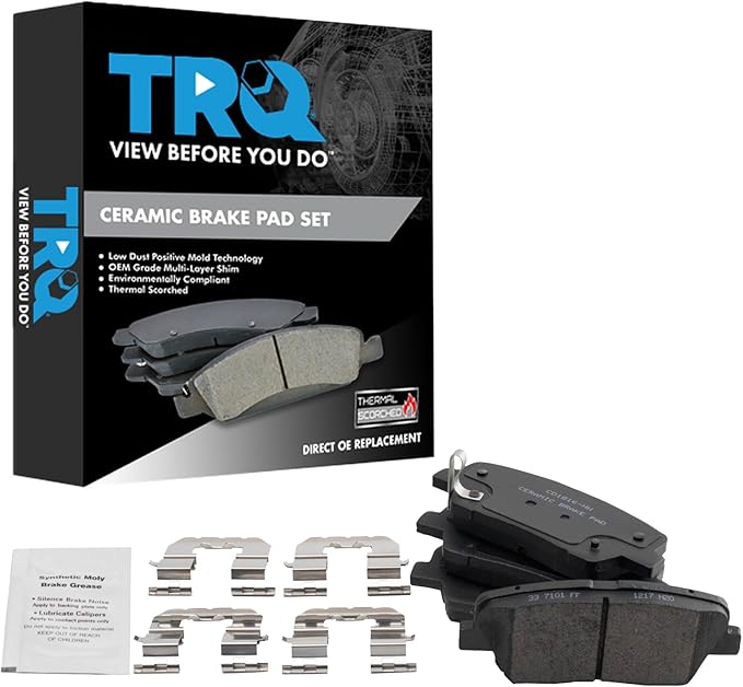 TRQ Rear Brake Pads Ceramic Compatible with 2017-2018 Hyundai Santa Fe Sport 2019 XL 2016-2020 Kia Sorento