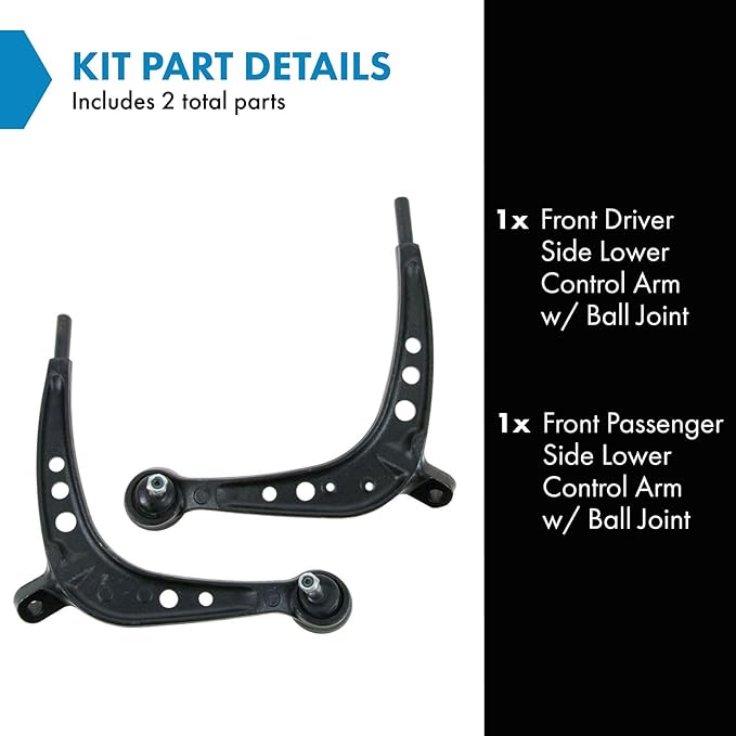 TRQ Front Lower Driver and Passenger Side Control Arm and Ball Joint Set 2 Piece Compatible with 2001-2005 BMW 325xi 2001-2005 330xi