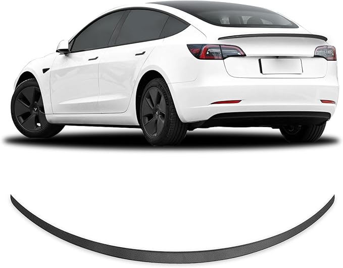 Spoiler Fit for Tesla Model 3 2017-2023, ABS Material OEM Original Rear Spoiler Wing Rear Trunk Lip, Matte Carbon Fiber Sporty Appearance Tesla Model 3 Accessories