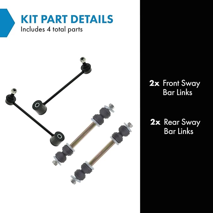 TRQ Front and Rear Sway Bar Link Set 4 Piece Compatible with 04-20 Cadillac Escalade 04-20 Escalade ESV 04-13 Escalade EXT 04-20 Chevrolet Tahoe 07-13 Avalanche 07-14 Suburban 1500 15-20 Suburban