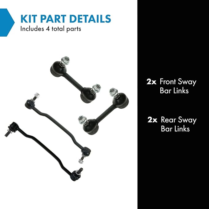 TRQ Front & Rear Sway Bar Stabilizer Link Set Compatible with 2002-2006 Nissan Altima 2004-2008 Maxima