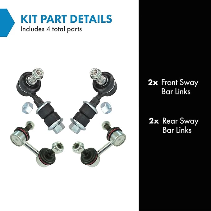 TRQ Sway Bar Stabilizer Link Set Front & Rear Compatible with 03-06 Outlander