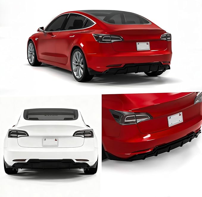 Rear Diffuser for 2017-2023 Tesla Model 3, Rear Bumper Lip Valance Panel Tesla Model 3 Accessories (Carbon Fiber)