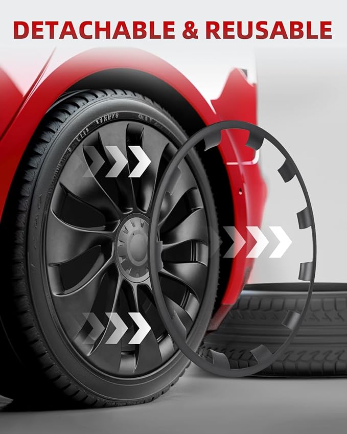 Model Y All-in-one Wheel Rim Protector for Tesla Model Y 21'' Uberturbine Wheel - Strips for Curb Rash Prevention - Set of 4 Rim Protector Easy to Install(Gunpowder,21'')