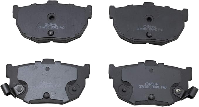 TRQ Rear Brake Pads Ceramic Hardware Wear Sensor Compatible with 1994-2006 Hyundai Elantra 1997-2008 Tiburon 2004-2009 Kia Spectra 2005-2009 Spectra5 1985-1990 Nissan Maxima 1990-1992 Stanza