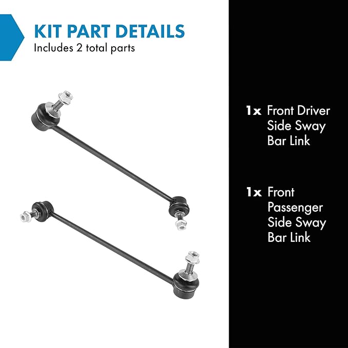 TRQ Front Driver and Passenger Side Sway Bar Link Set 2 Piece Compatible with 2004-2007 BMW 525i 2004-2007 530i 2004-2005 545i 2006-2010 550i 2006-2010 M5 2008-2010 528i 2008-2010 535i