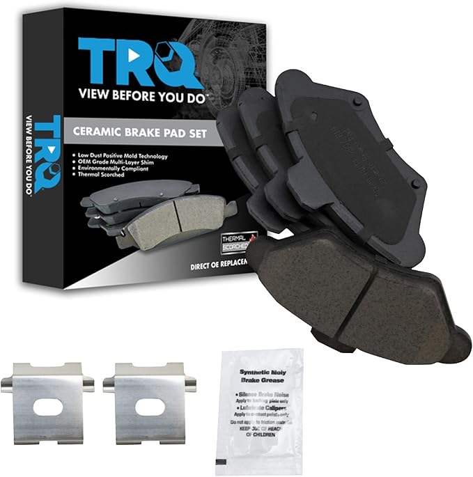 TRQ Front Brake Pads Ceramic Hardware Compatible with 1994-1998 Ford Mustang 1993-1997 Thunderbird 1993-1997 Mercury Cougar
