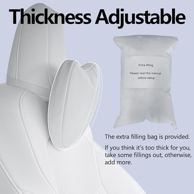 TANOLA TESBEAUTY Nappa Leather Headrest Pillow 2 Packs for Tesla Neck Pillow Uniquely Designed for Tesla Model Y/3/S/X Tesla Car Neck Support Cushion for People Under 5'7" White