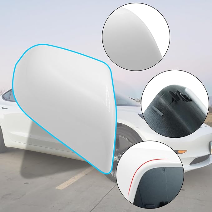 Jaronx Compatible with Tesla Model 3 Side Mirror Cover Replacement 2017 2018 2019 2020 2021 2022 2023 2024 2025, Passenger Side Rear View Door Mirror CoverCaps for Model 3 Accessories(Pearl White)