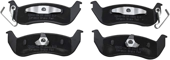 TRQ Rear Brake Pads Ceramic Hardware Compatible with 2003-2004 Lincoln Town Car 2003-2004 Mercury Grand Marquis 2003-2004 Marauder