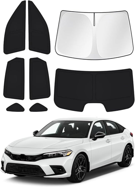 Windshield Sun Shade for 11th Gen Honda Civic 2022-2025 2026 (NOT for Hatchback) Side Rear Window Shade Cover Kit Full Window Sun Visor Shield Camping Keep Vehicle Cool Black 8PCS