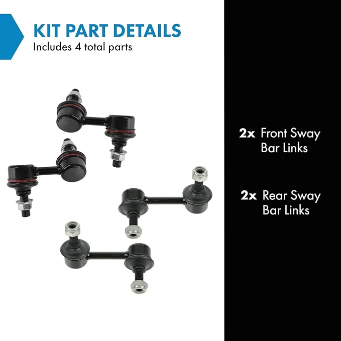 TRQ Front & Rear Sway Bar Stabilizer Link Set Compatible with 2001-2005 Honda Civic