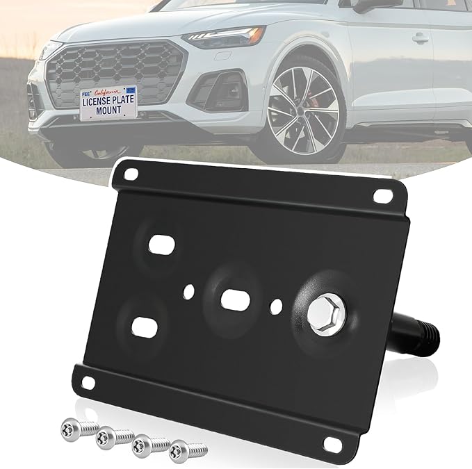 Front License Plate Holder No-Drill License Plate Bracket Mount Anti-Theft Frame Replacement Frames Compatible with Audi SQ5 2018-2024 (80A),Install in Seconds