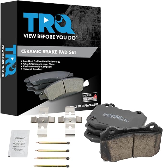 TRQ Ceramic Brake Pads Compatible with Cadillac Chevrolet Chrysler Dodge Jeep
