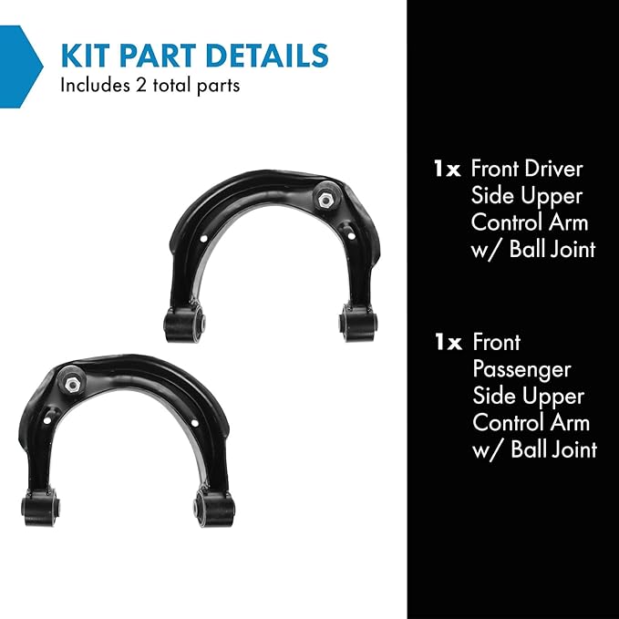 TRQ Front Left and Right Upper Control Arm with Ball Joint Set 2 Piece Compatible with 2006 Hyundai Azera 2006 Sonata