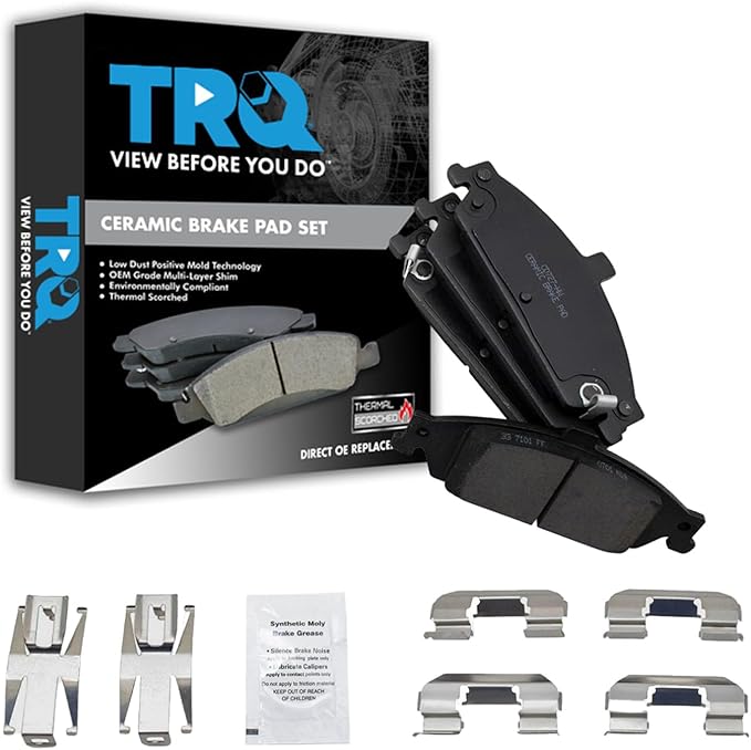 TRQ Front Brake Pads Ceramic Compatible with 2004-2005 Chevrolet Classic 1997-2003 Malibu 1999-2004 Oldsmobile Alero 1997-1999 Cutlass 1999-2005 Pontiac Grand Am