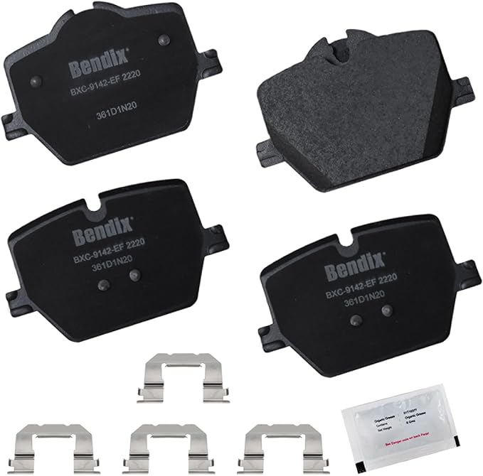Bendix Priority1 CFC2220 Ceramic Rear Brake Pads for BMW 230i, 320i, 330e, 330i, 430i, 430i xDrive Gran Coupe, i4, M240i, M340i, M440i, Z4, Toyota GR Supra (select models with painted calipers)