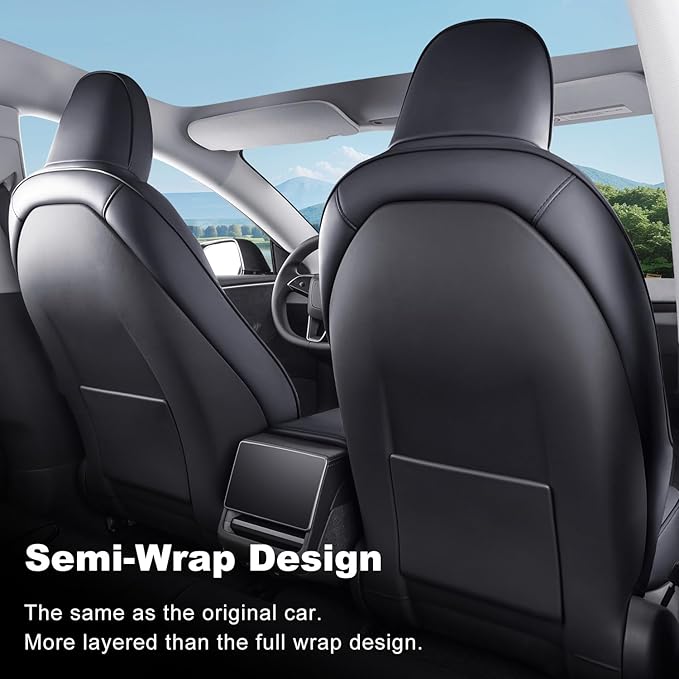 2024-2025 Tesla Model 3 Highland Upgraded Car Seat Covers Nappa Leather Car Interior Airbag Compatible Cushion Cover Full Set Custom Fit Model 3, Nappa Black