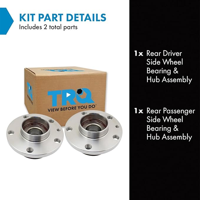 TRQ Rear Left and Right Wheel Bearing and Hub Assembly Set 2 Piece Compatible with 2014-2017 Fiat 500L