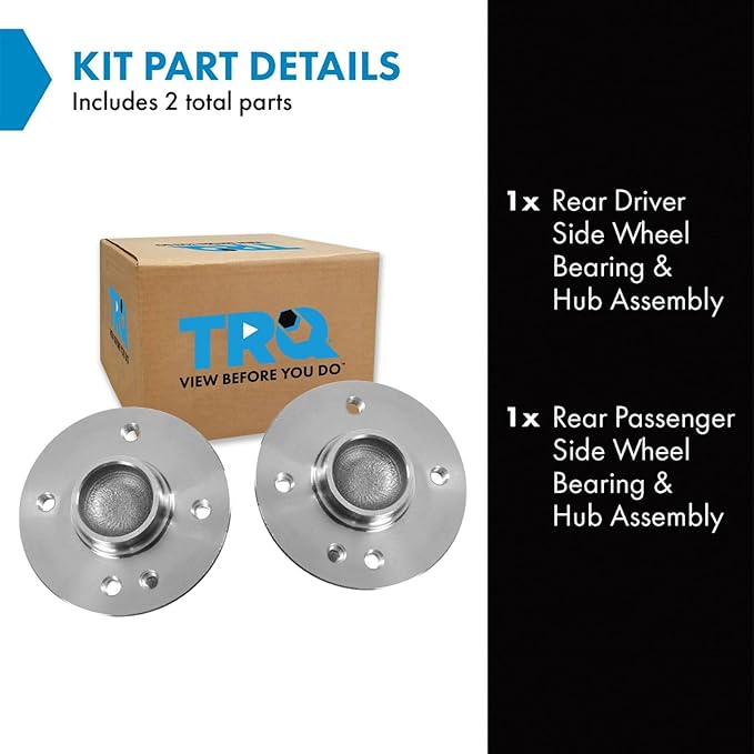TRQ 2 Piece Rear Wheel Bearing & Hub Assembly Set Compatible with 2002-2006 Mini Cooper