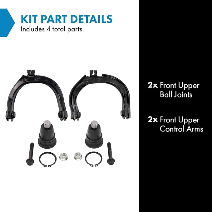 TRQ Front Upper Control Arm with Ball Joint Set Compatible with 04-07 Buick 02-09 Chevrolet GMC 03-08 Isuzu 02-04 Oldsmobile 05-09 Saab