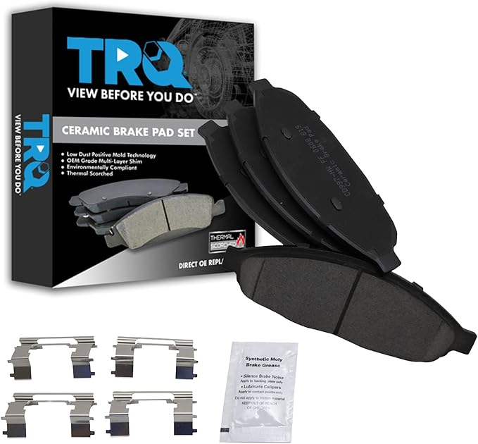 TRQ Front Brake Pads Ceramic Hardware Compatible with 2004-2008 Chrysler Pacifica