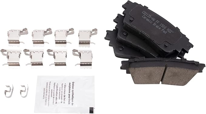 TRQ Rear Ceramic Brake Pad Set Compatible with 17 Mitsubishi Outlander with EPB 18-19 Outlander AWD 20 Outlander 18-22 Outlander PHEV 18-20 22-24 Eclipse Cross with EPB