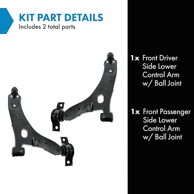 TRQ Front Lower Driver and Passenger Side Control Arm and Ball Joint Set 2 Piece Compatible with 2005-2011 Ford Focus 2004 Focus From 4-05-04 Production Date