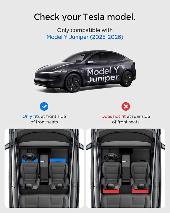 Spigen Under Seat Storage Box, Hidden Organizer Tray [Waterproof & Anti-Rattle] for 2025 2026 Tesla Model Y Juniper Accessories - 2 Pack
