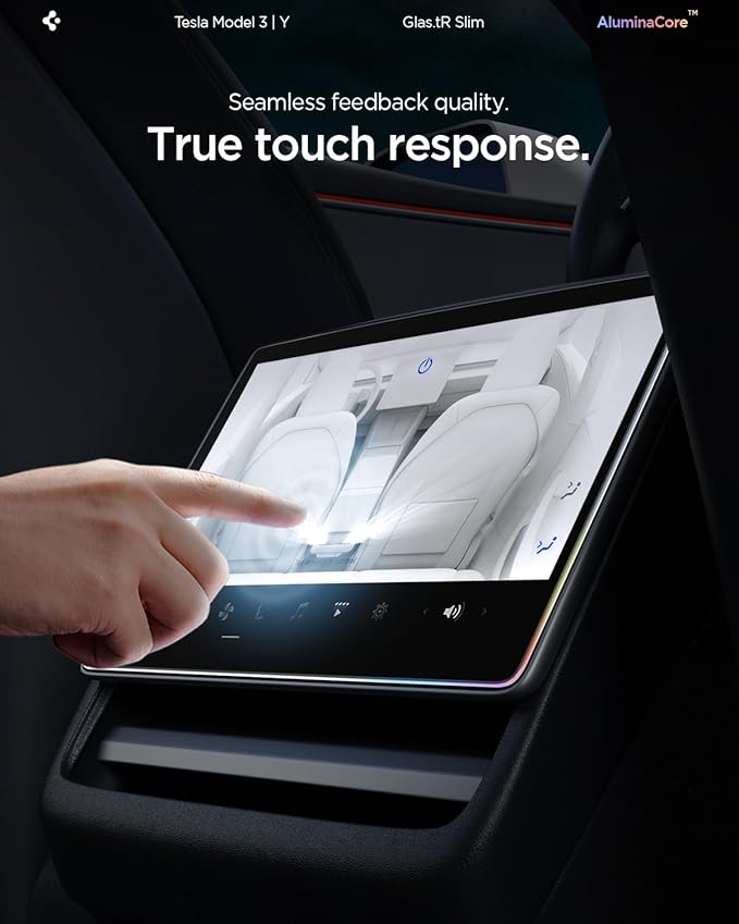 Spigen Tempered Glass Screen Protector [GlasTR Slim] designed for Tesla Model 3 (2024/2025/2026), Model Y Juniper (2025/2026) 8" Rear Touchscreen - Matte/Anti Finger Print