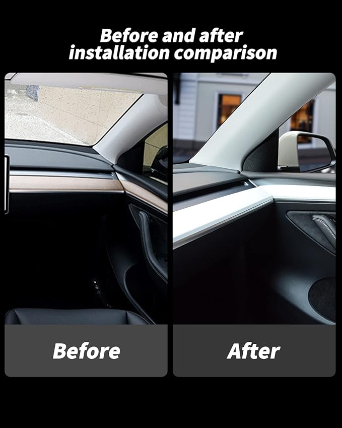 KKTR-CAR Dashboard Cover Wrap and Front Door Inner Armrest Panel Cover Trim Compatible with Tesla Model 3 2021-2023 Model y 2020-2025,NOT for Performance (Matte White, 4pcs)