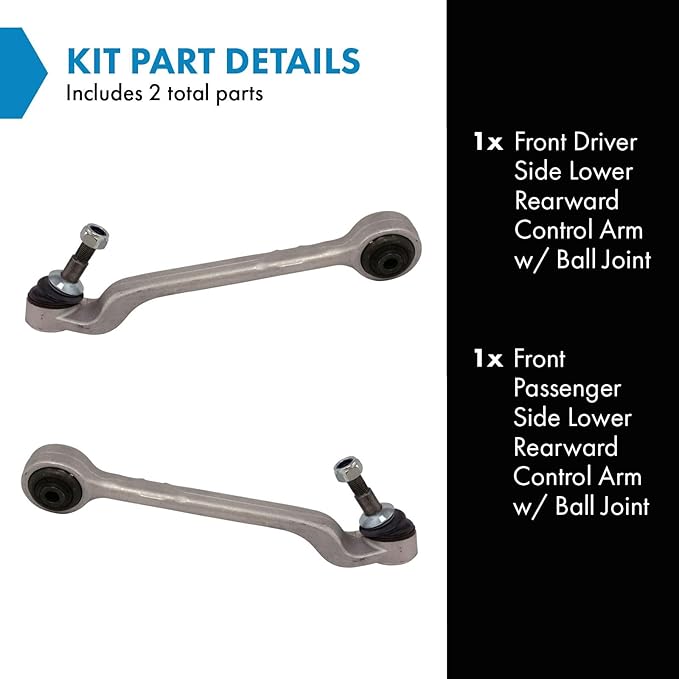 TRQ Front Lower Rearward Driver Side and Passenger Side Control Arm and Ball Joint Set 2 Piece Compatible with 14-16 BMW 328i 12-13 328i 2.0L 13-18 320i 14-16 428i 17-18 330i 17-20 430i