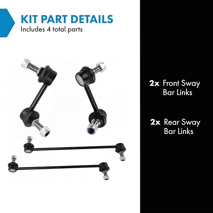 TRQ Front and Rear Sway Bar Link Set 4 Piece Compatible with 2013-18 Hyundai Santa Fe Sport All Wheel Drive 2013-18 Santa Fe All Wheel Drive 2014-15 Kia Sorento All Wheel Drive